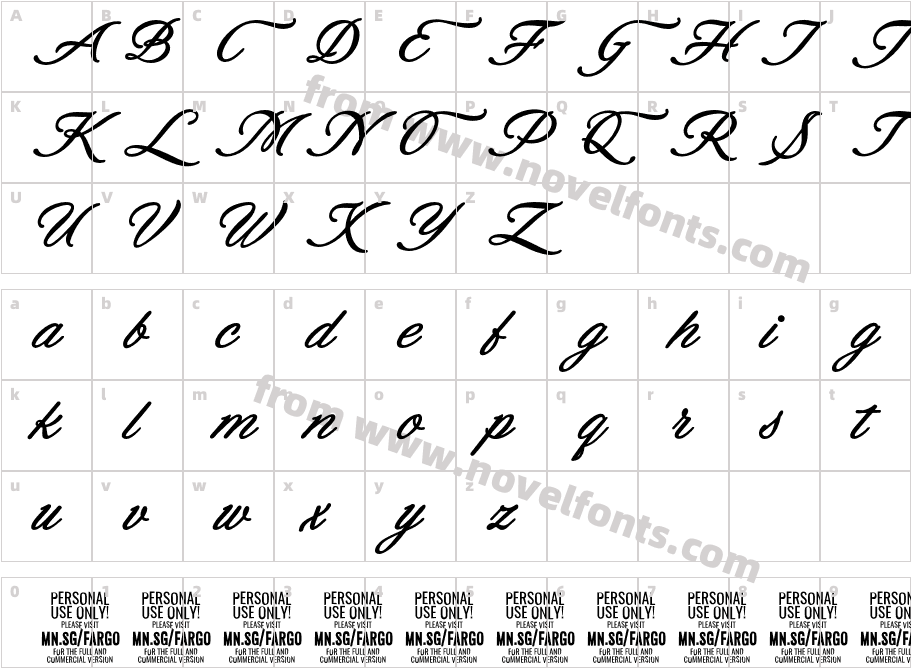 Fargo Bold ItalicPERSONALUSECharacter Map