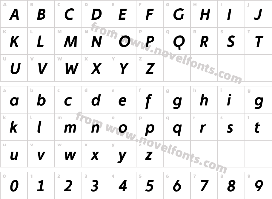 Faricy New Bold ItalicCharacter Map