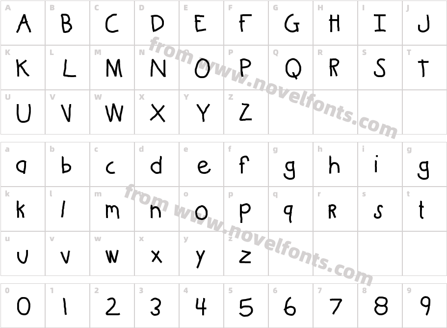 KBKinderWriteBoldCharacter Map