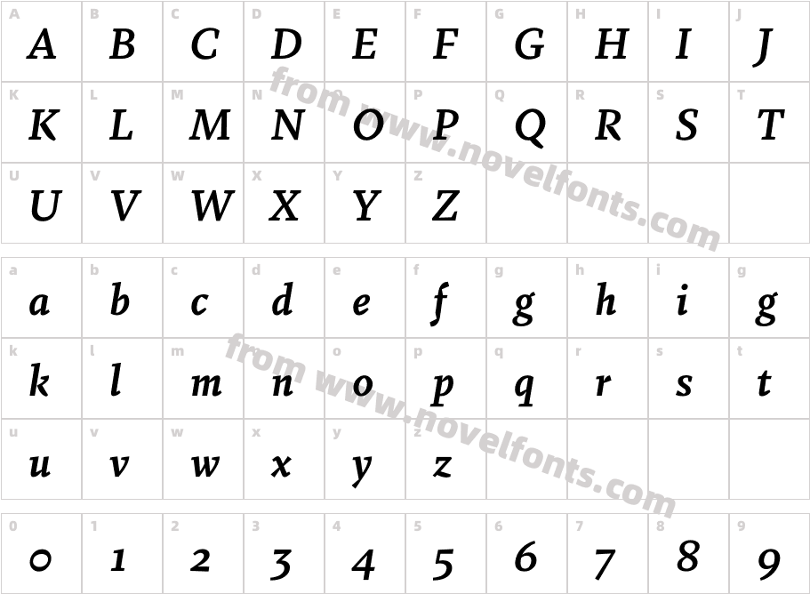 Fazeta Bold Italic CaptionCharacter Map