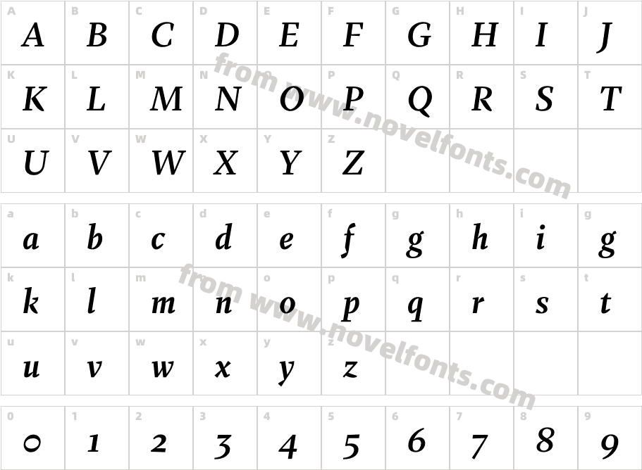 Fazeta Bold Italic TextCharacter Map