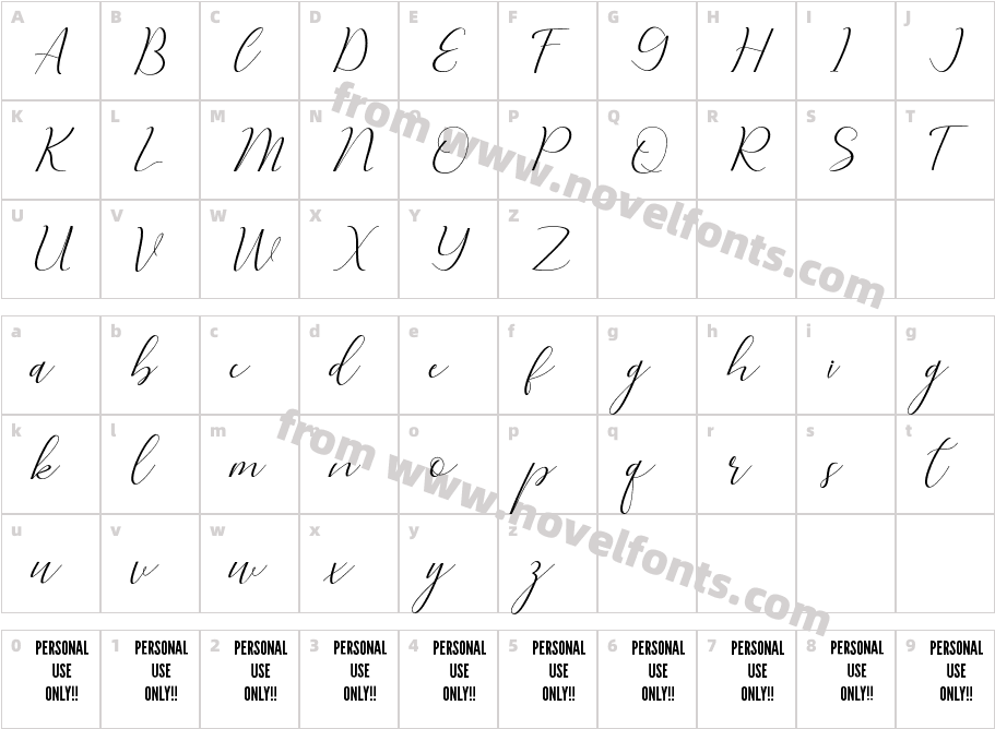 Femme Elegante RegularCharacter Map