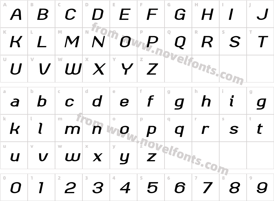 Filipina Bold ItalicCharacter Map