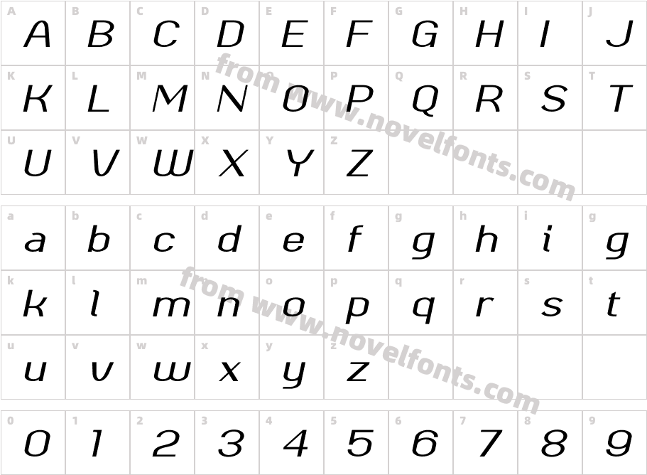 Filipina Medium ItalicCharacter Map
