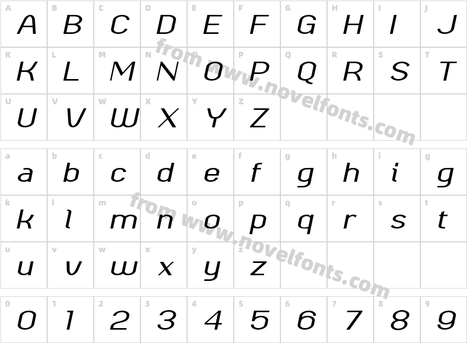 Filipina Medium ItalicCharacter Map