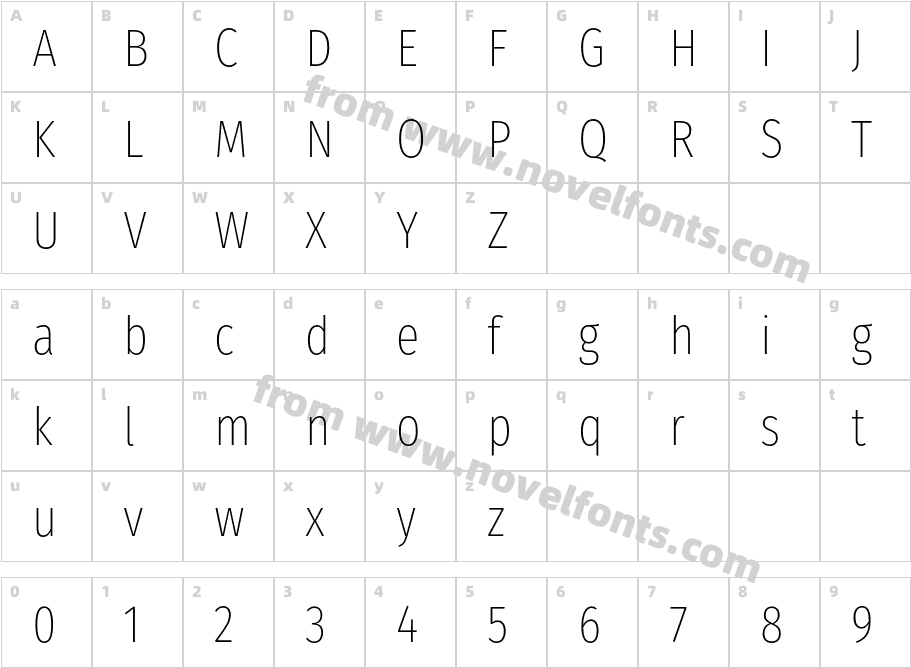 Fira Sans Compressed Ultra LightCharacter Map