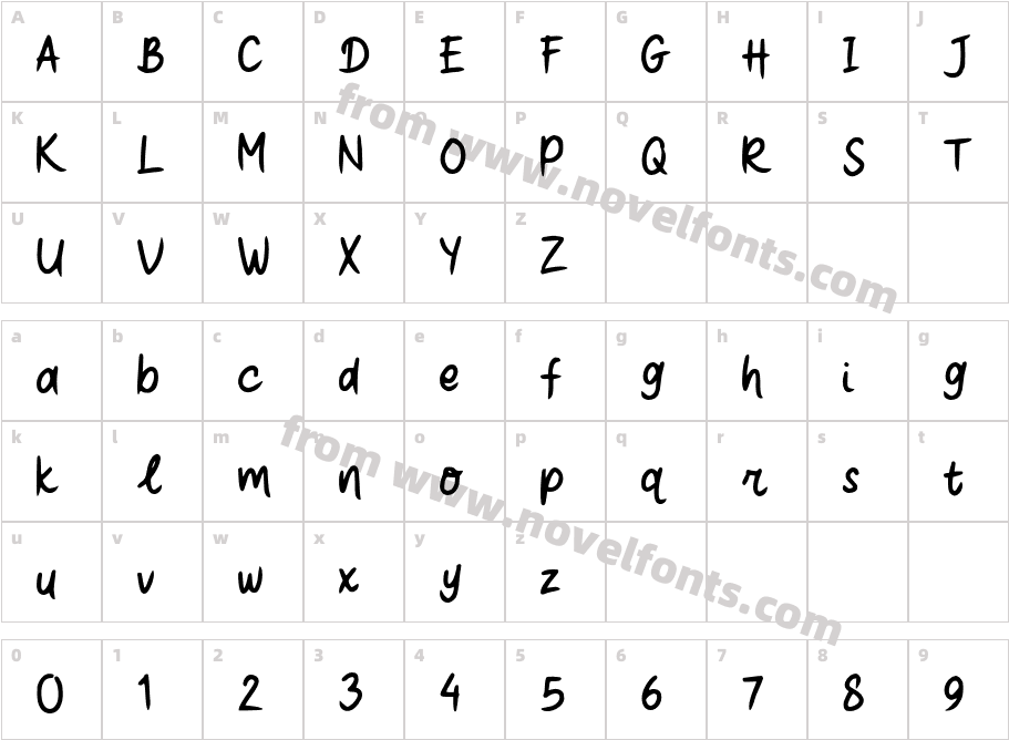 First Journey Handwriti RegularCharacter Map