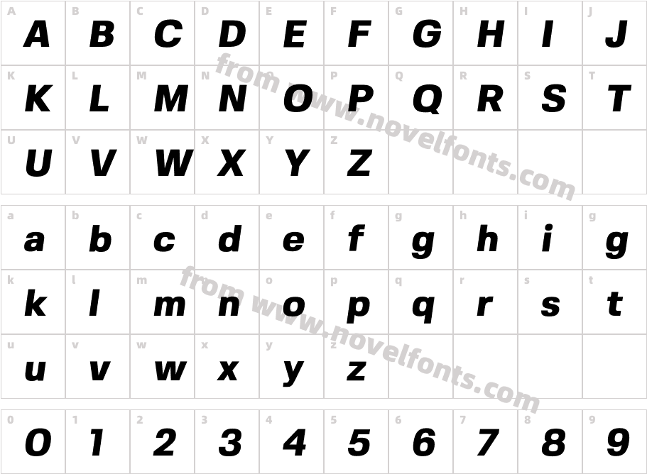 Fivo Sans Heavy ObliqueCharacter Map
