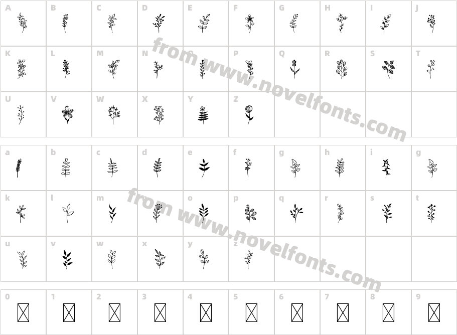 Floralipart2 RegularCharacter Map