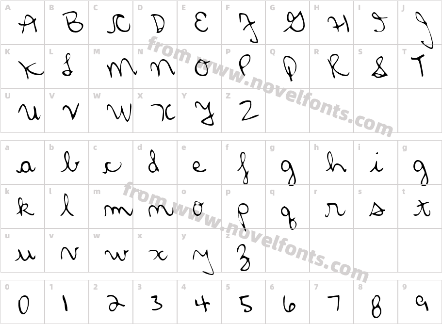 Floras Hand RegularCharacter Map