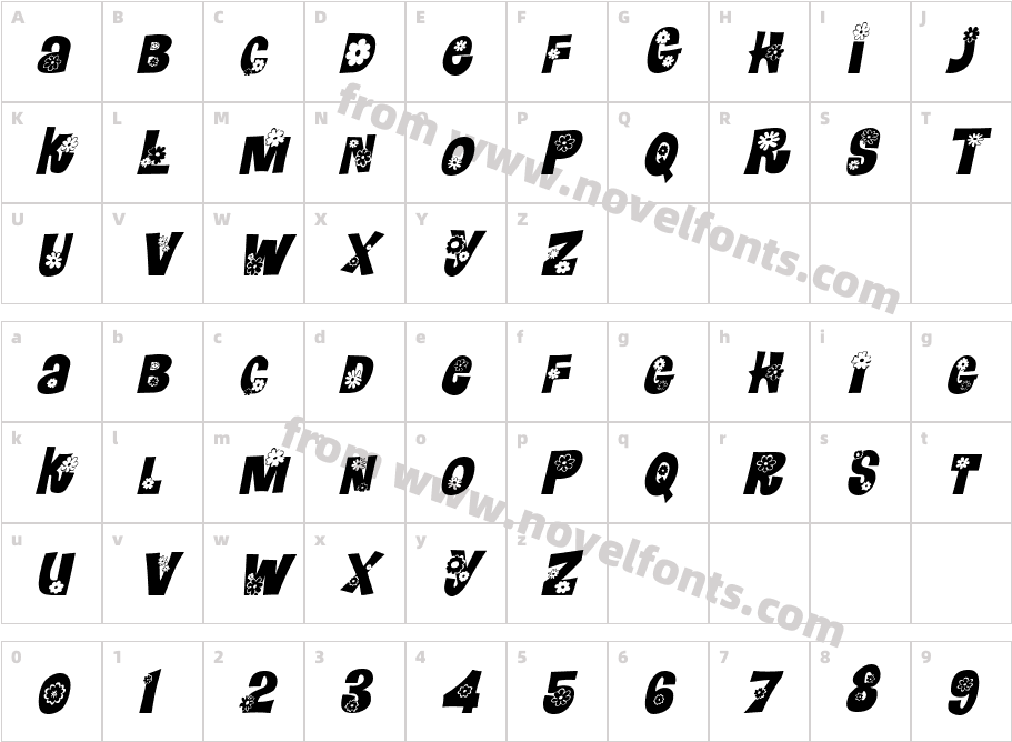 Flower Power ItalicCharacter Map