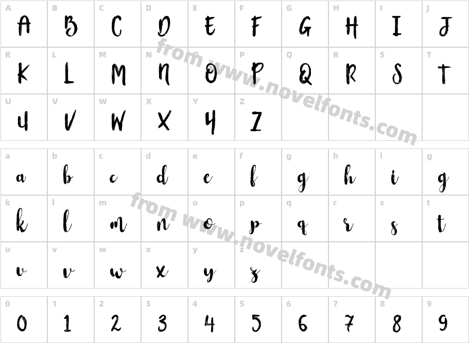 Flowerroom ScriptCharacter Map