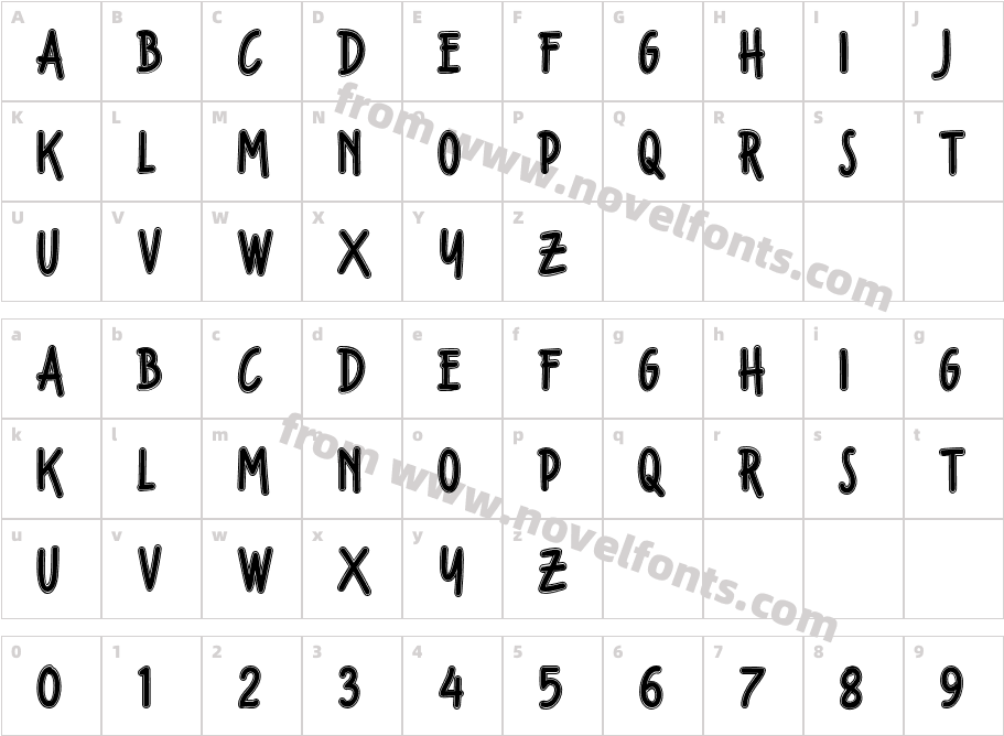 Fondian OutlineCharacter Map