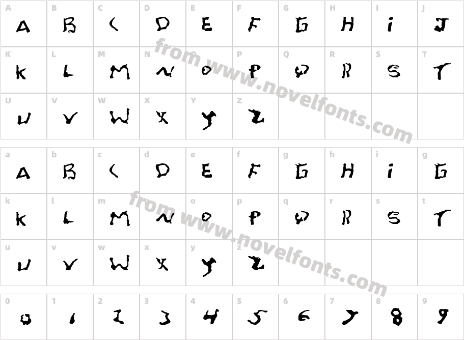 Font OnA GrainCharacter Map