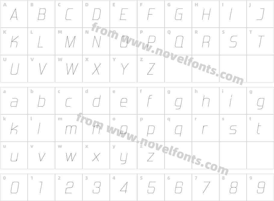 Forgotten Futurist Ul ItalicCharacter Map