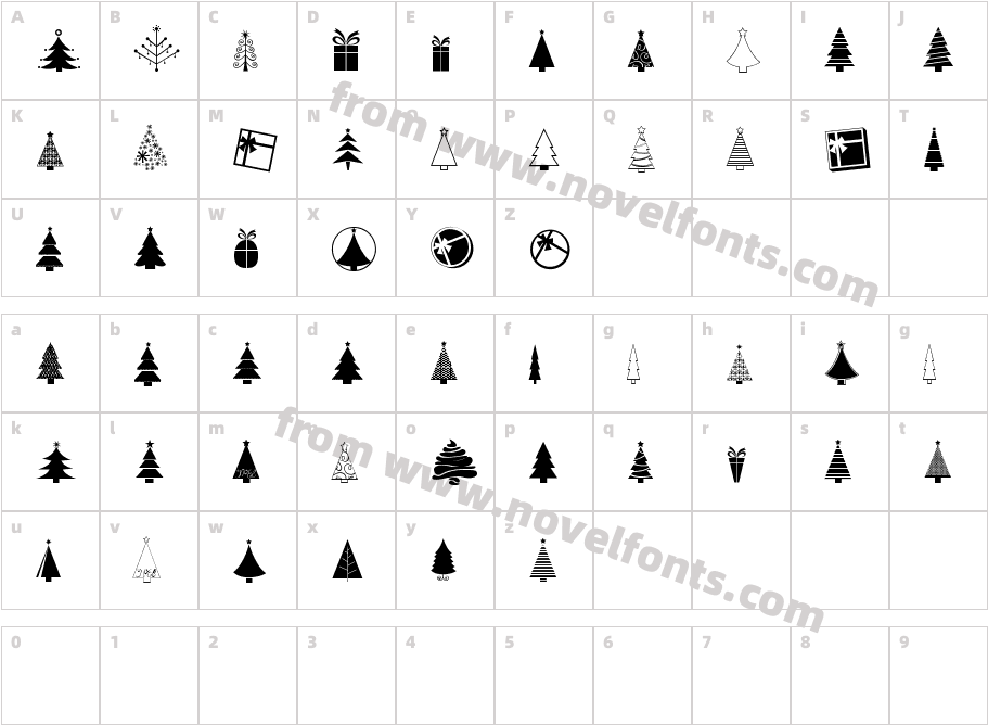 KG Christmas TreesCharacter Map