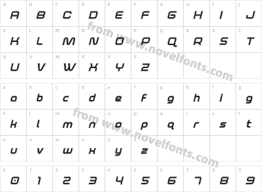 Fox on the Run Academy ItalicCharacter Map