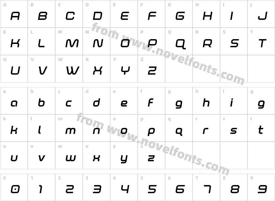 Fox on the Run Bold Semi ItalicCharacter Map