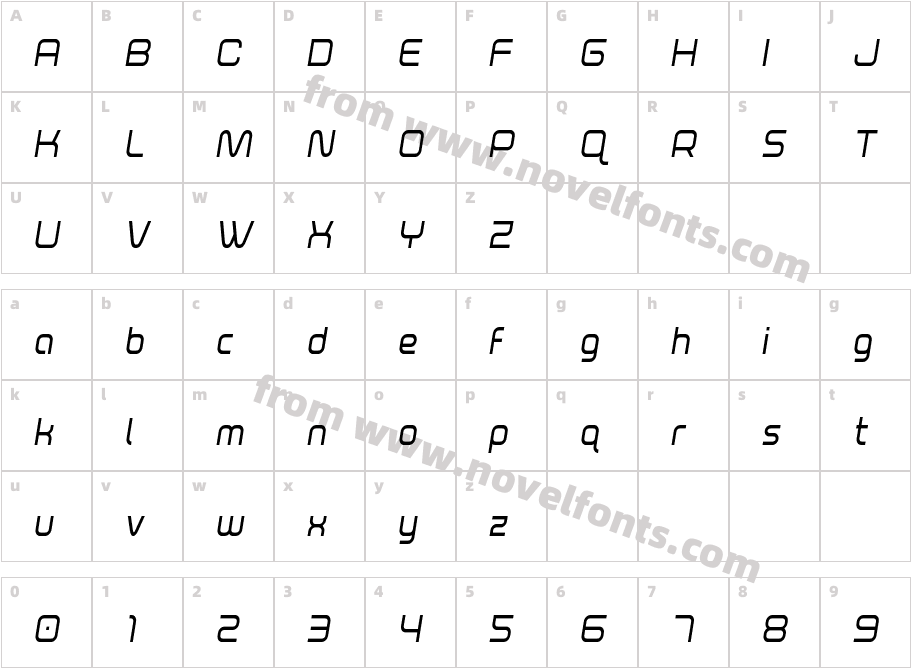Fox on the Run Condensed Semi ItalicCharacter Map