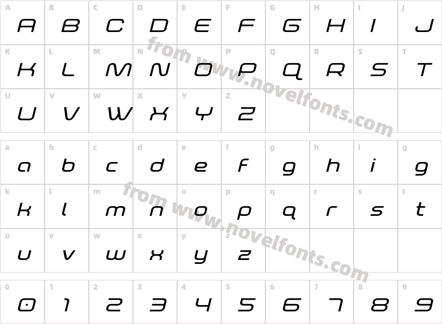 Fox on the Run Expanded ItalicCharacter Map