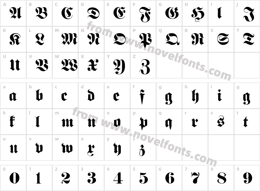 Fraktur RegularCharacter Map