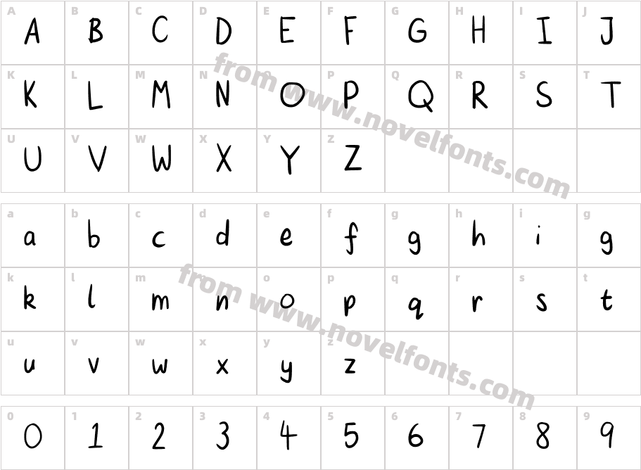 Fran Handwrite RegularCharacter Map