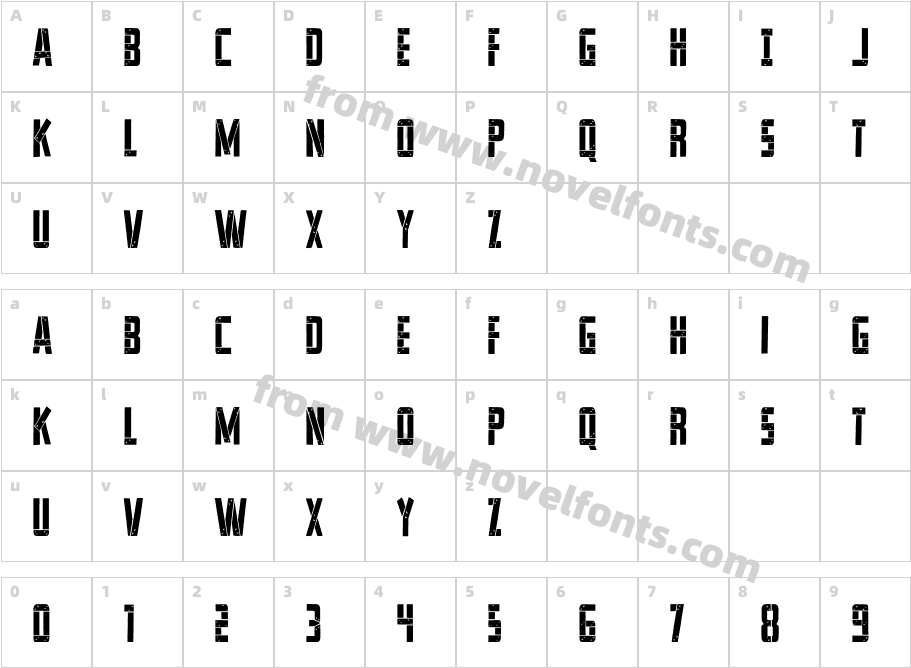 Frank n Plank CondensedCharacter Map