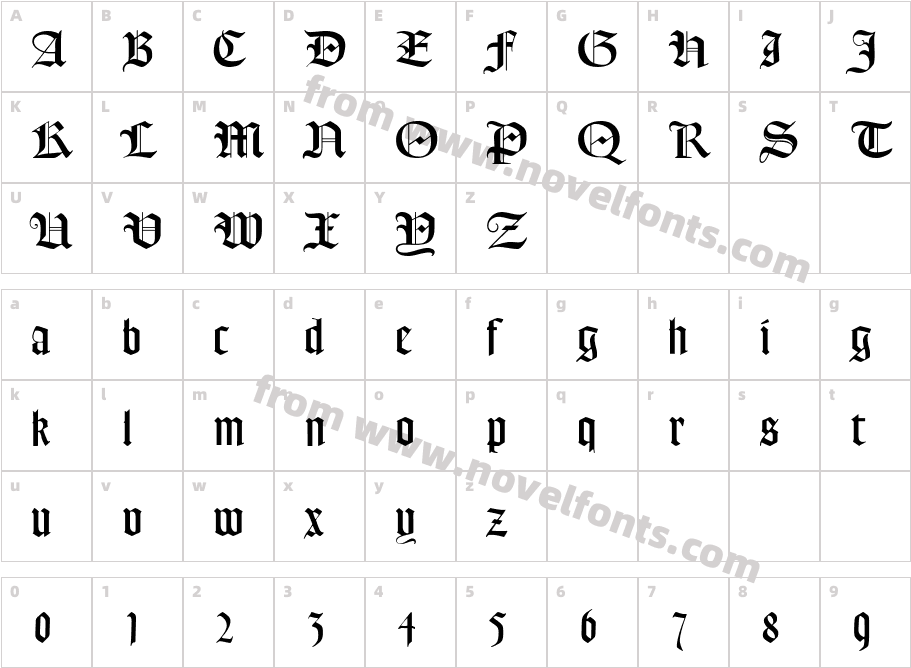 Frederick TextCharacter Map