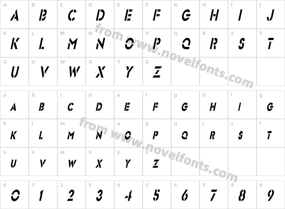 Freeport Condensed ObliqueSWFTECharacter Map