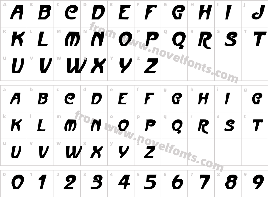 French Bean ObliqueSWFTECharacter Map