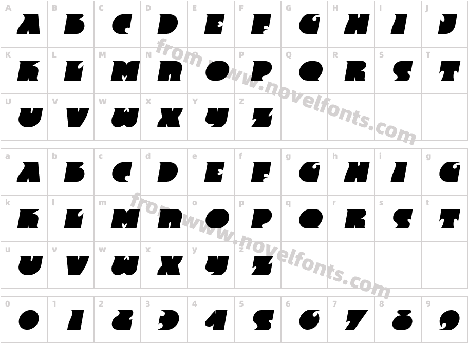 Frenzy ItalicCharacter Map