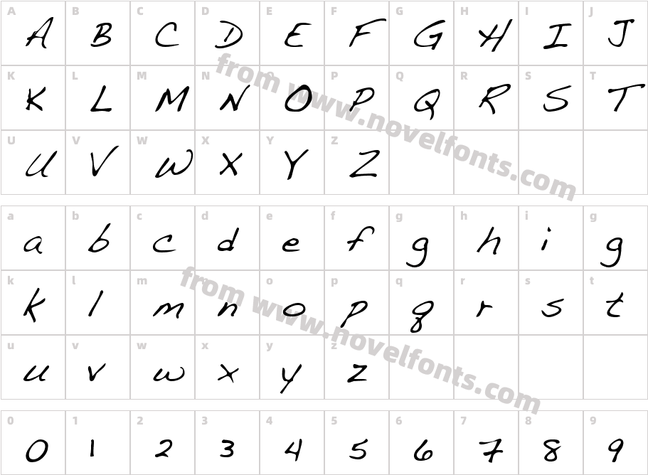 Fultons Hand RegularCharacter Map