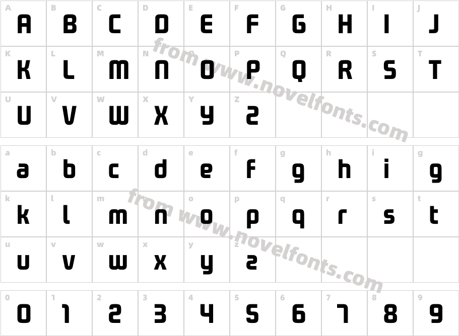 Future Bugler Upright BoldCharacter Map