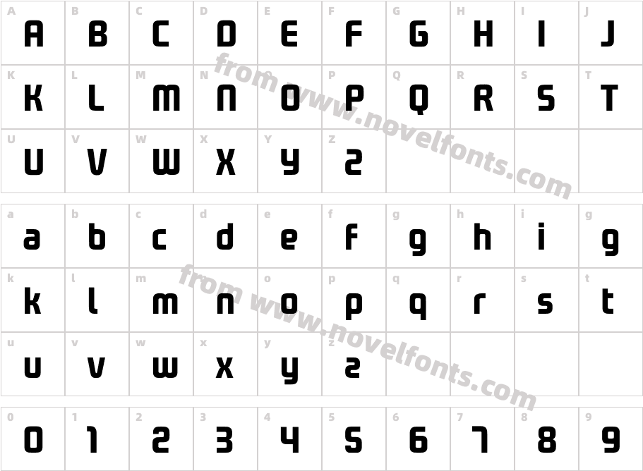 Future Bugler Upright BoldCharacter Map