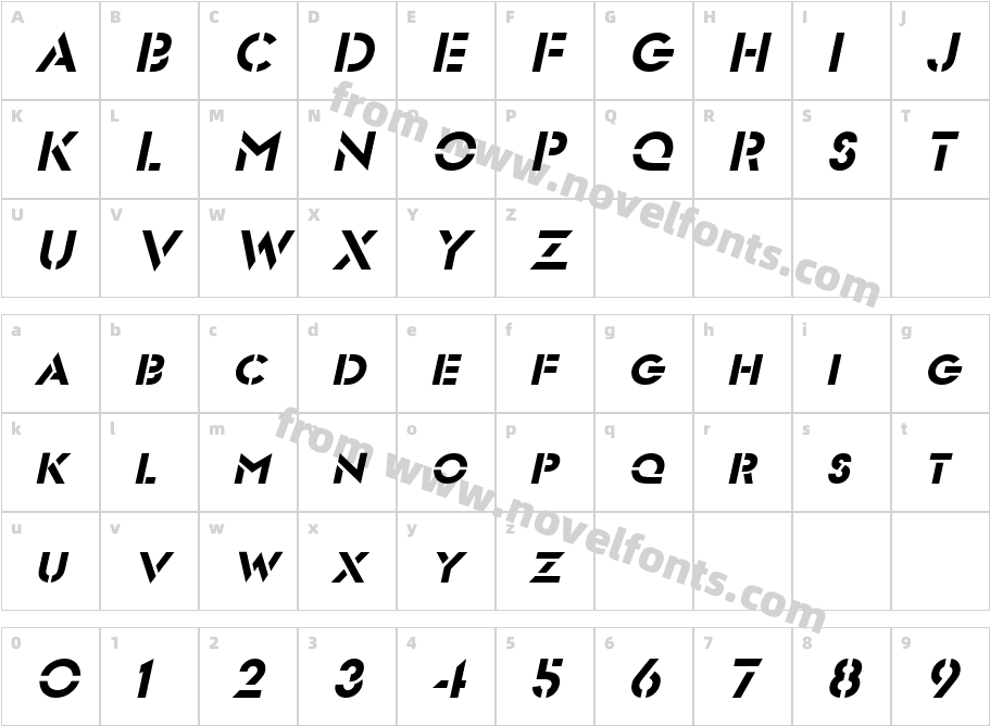 Futurist Stencil ItalicCharacter Map