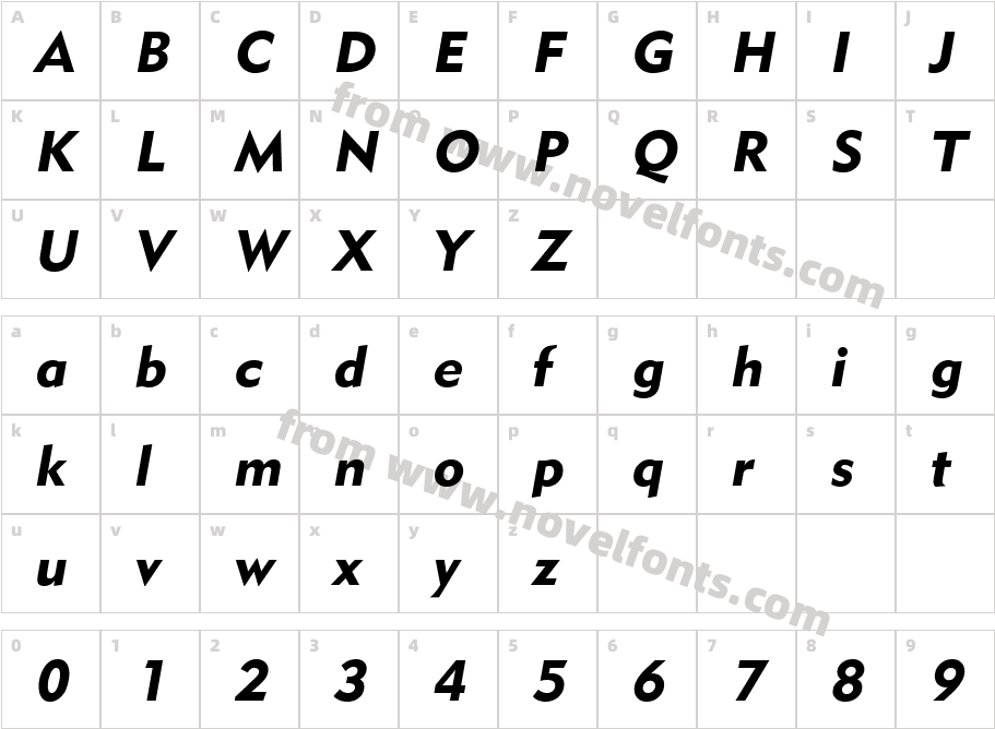 GP Metro Oblique BoldCharacter Map