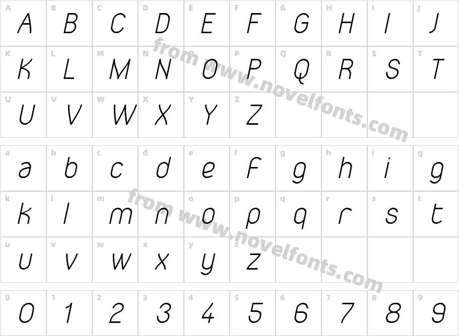 Gaden Sans ItalicCharacter Map