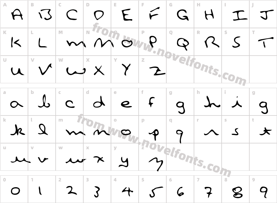 Gails Hand RegularCharacter Map