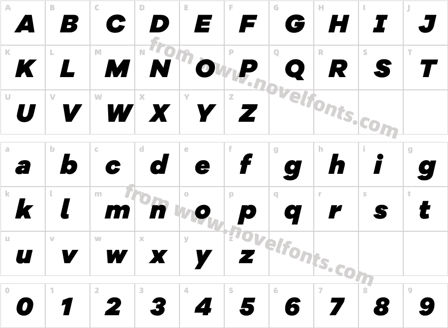 Galano Grotesque Alt Black ItalicCharacter Map
