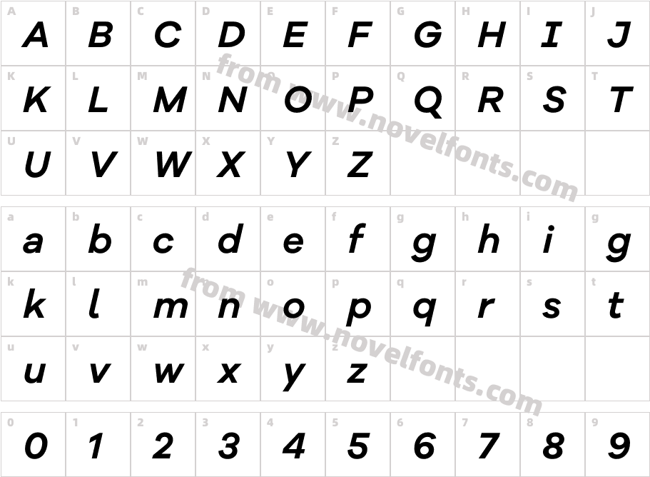 Galano Grotesque Alt Semibold ItalicCharacter Map