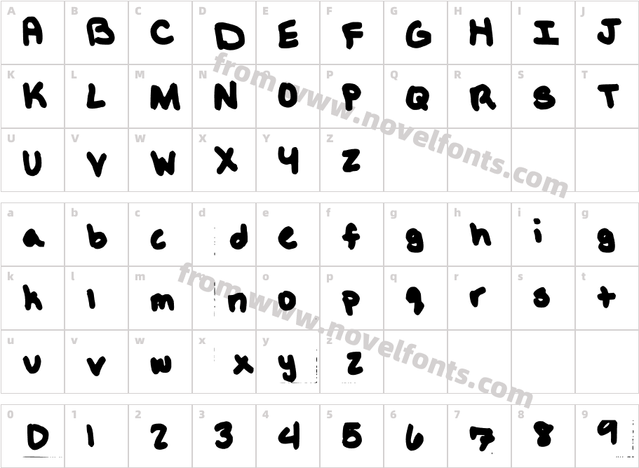 AmberlynFontCharacter Map