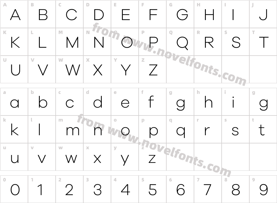 Galano Grotesque LightCharacter Map