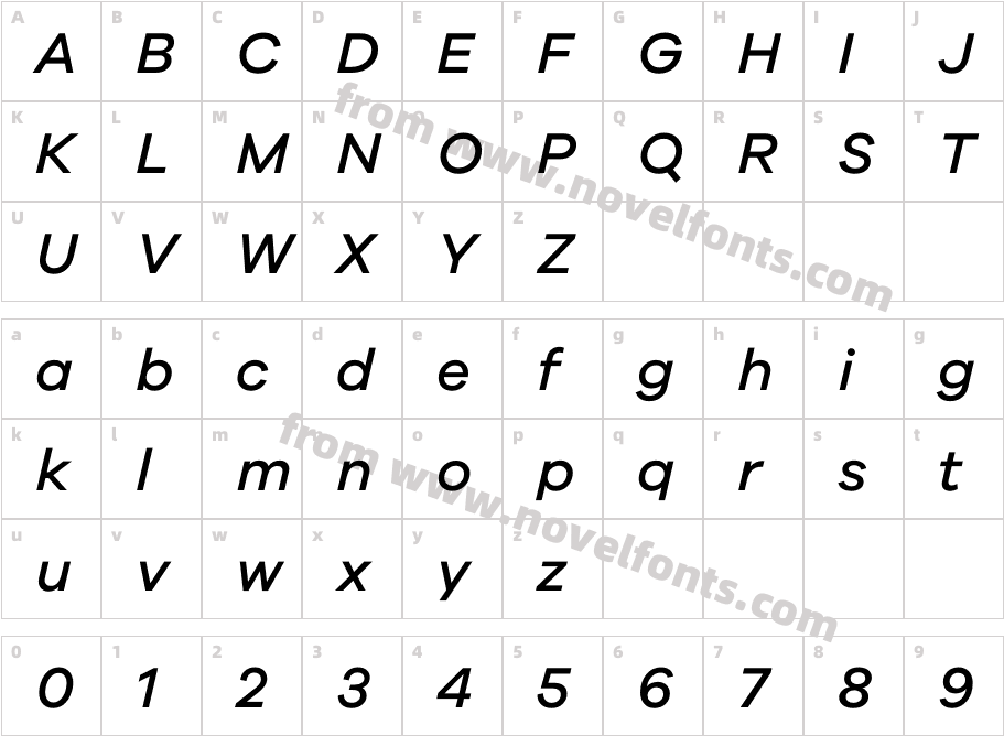 Galano Grotesque Medium ItalicCharacter Map