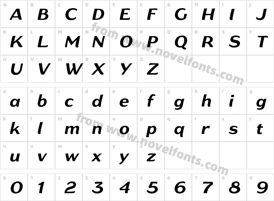 Gaslight Bold ItalicCharacter Map