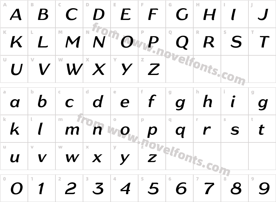 Gaslight Semibold ItalicCharacter Map