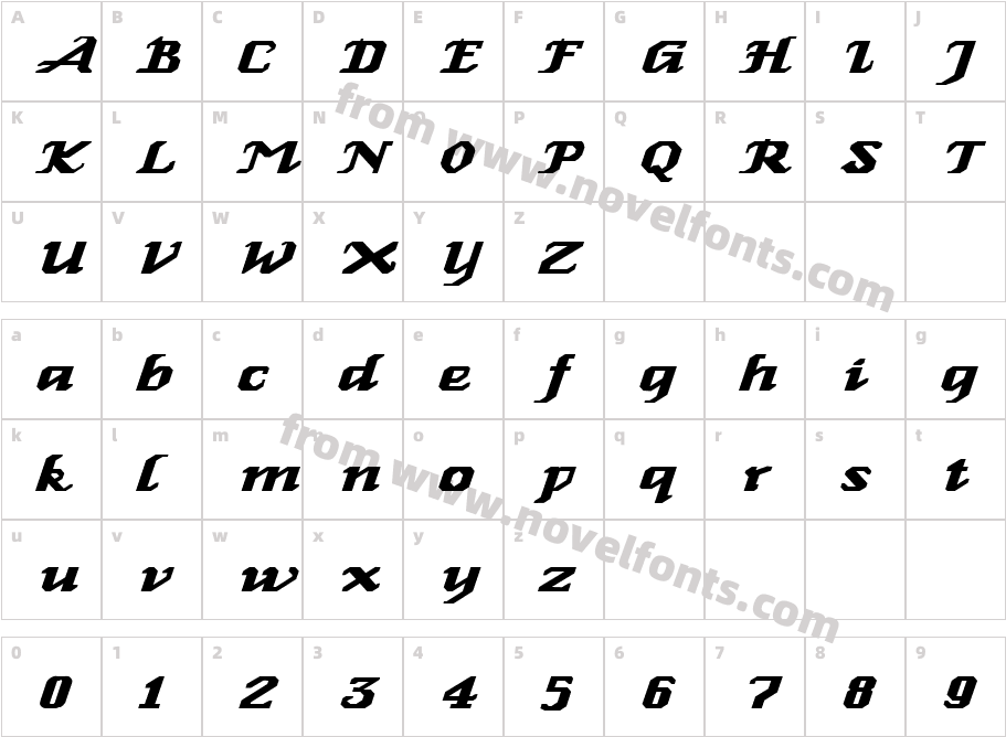 Genoa Italic Wd NormalCharacter Map