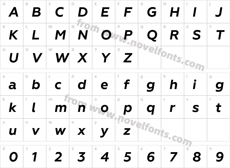 Geoform Bold ItalicCharacter Map