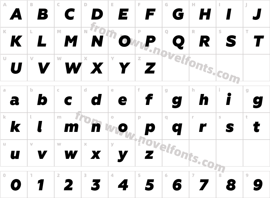 Geoform Heavy ItalicCharacter Map