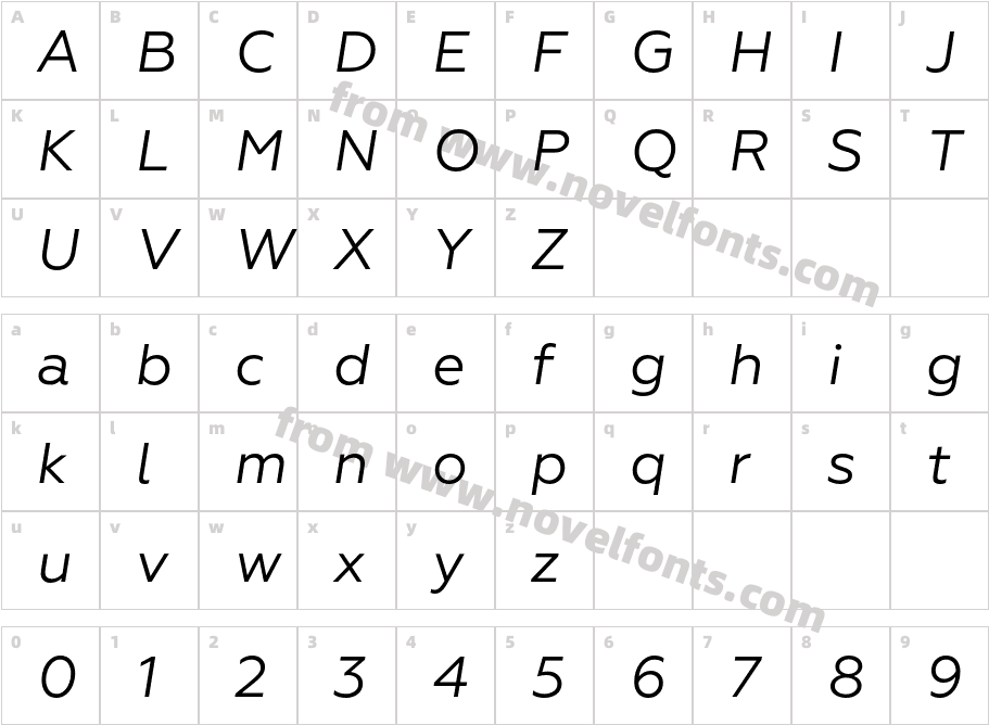 Geoform ItalicCharacter Map