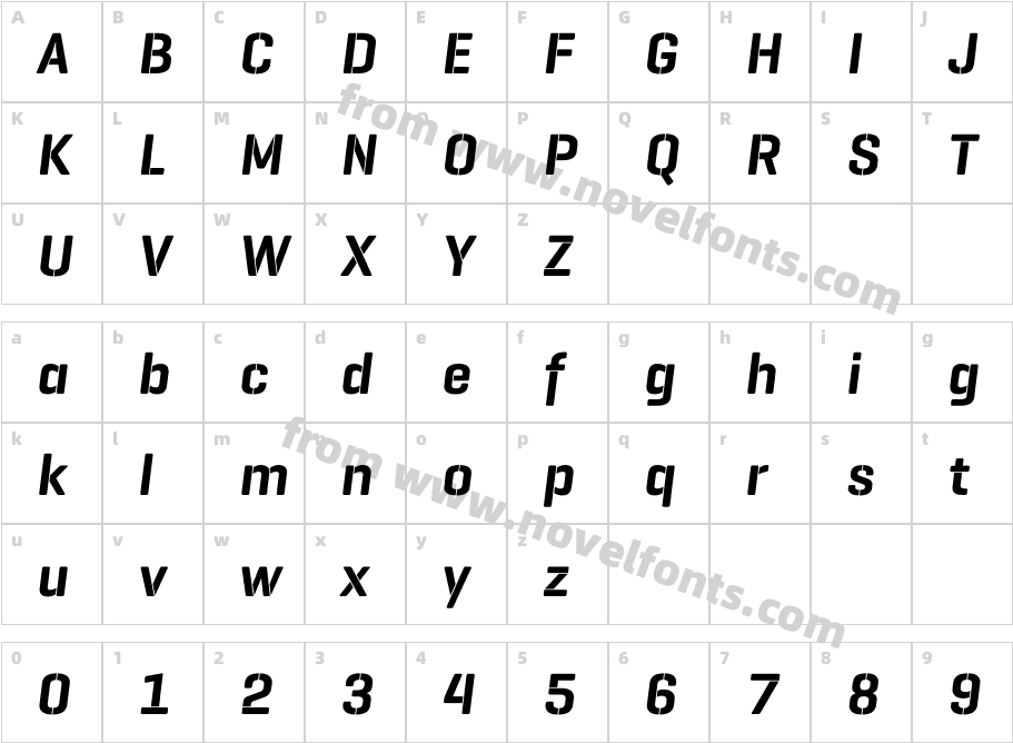 Geogrotesque Stencil A Sb Italic RegularCharacter Map
